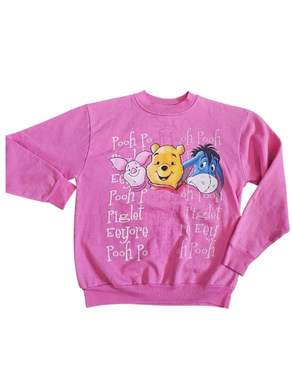 VTG Winnie The Pooh Sweatshirt Pink Womens XS/S Girls 10/12 Piglet Eeyore